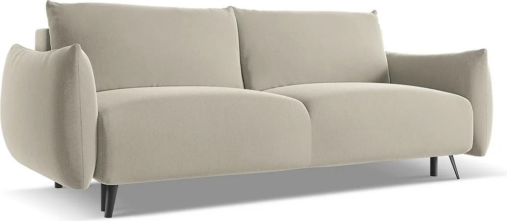 Kanapa 3-osobowa z funkcją spania - z tkaniny welwetowej - perłowy - MALIE