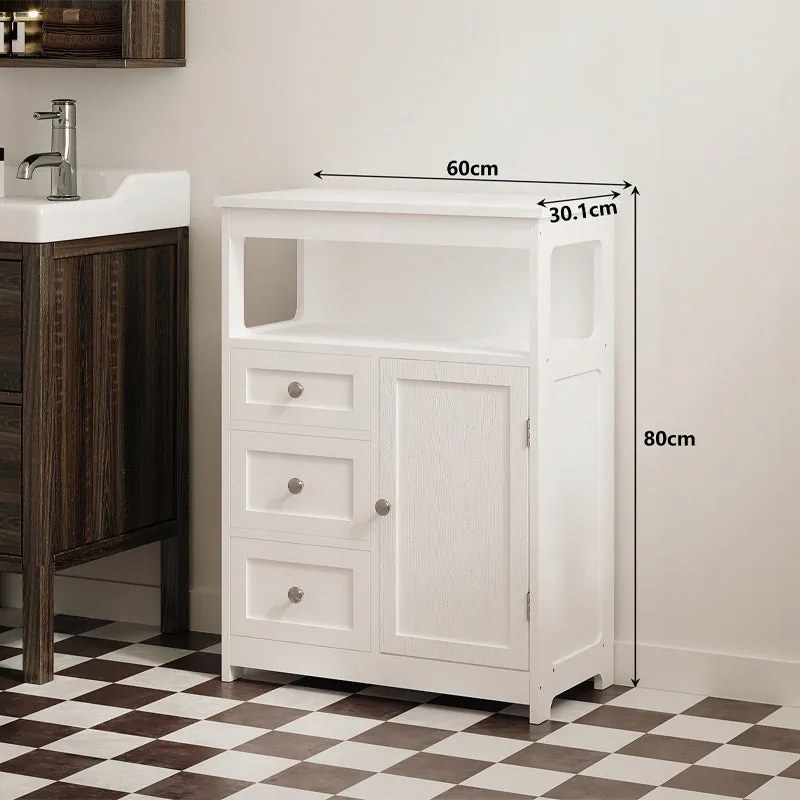 Szafka Łazienkowa Biała z 3 Szufladami – Stojąca Loft 60 cm