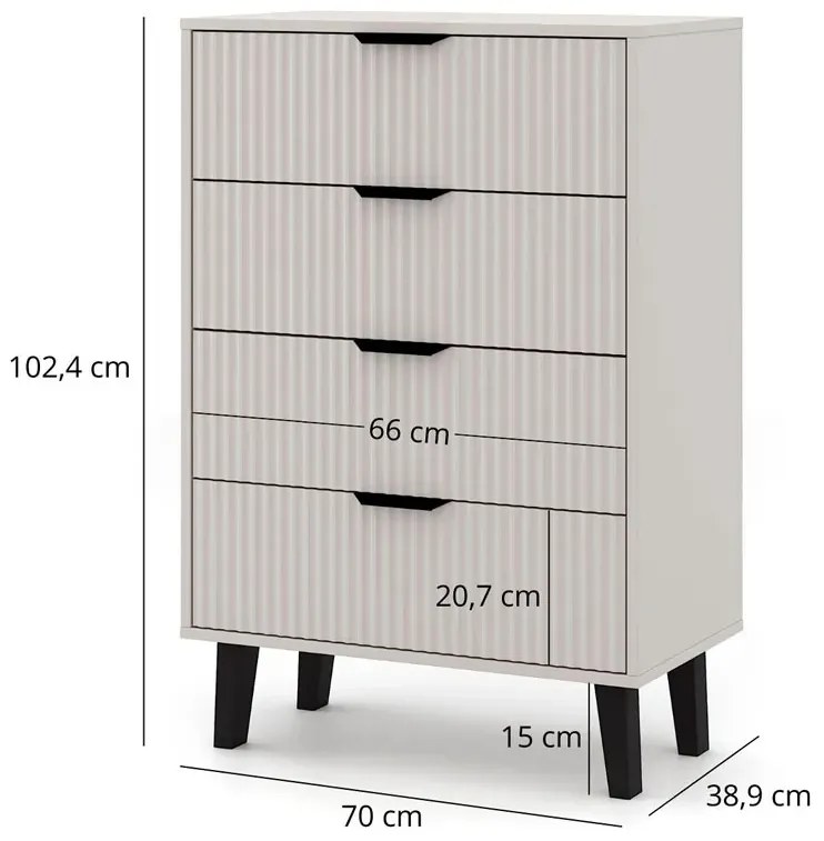 Komoda na nóżkach z 4 szufladami kaszmir + dąb artisan S9-Z31