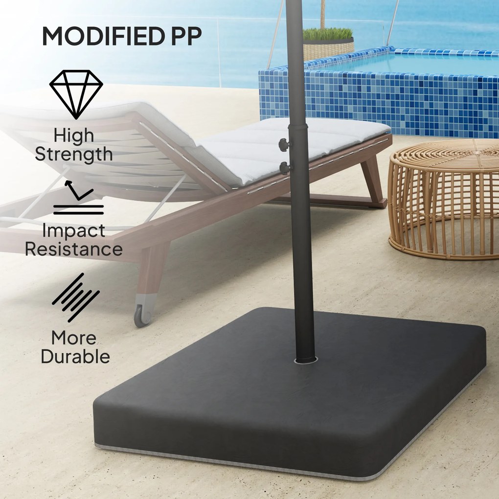 Outsunny Ciężarki do podstawy parasola, Wodoodporne, Napełnialne piaskiem, Plastik, 89D x 89S x 10,5W cm, Czarny