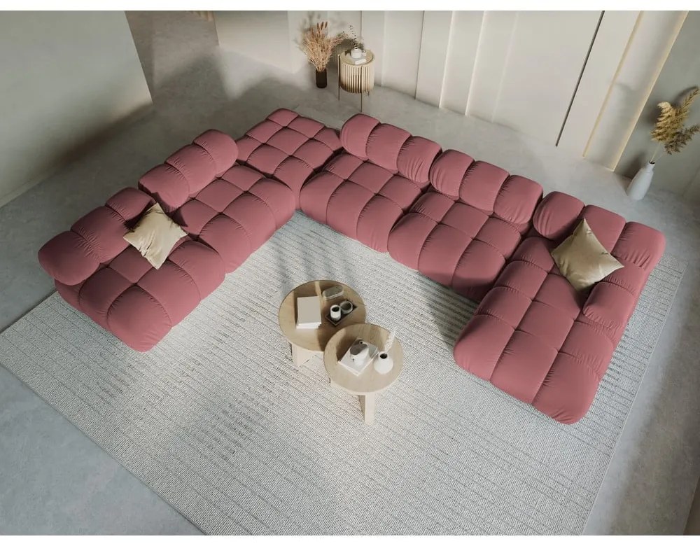 Różowa aksamitna sofa 379 cm Bellis – Micadoni Home