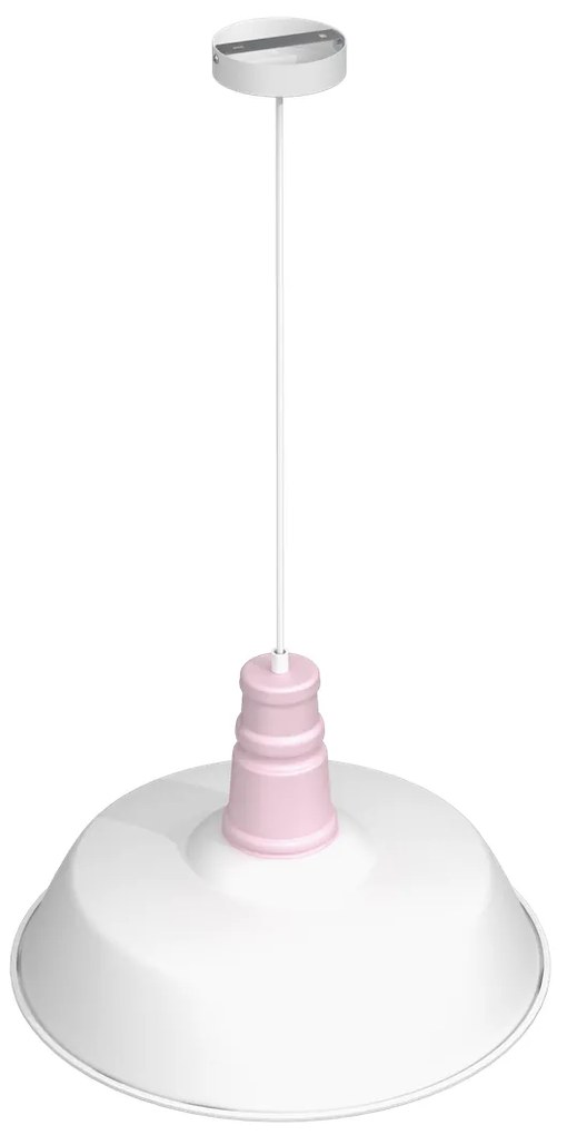 Lampa wisząca ENZO WHITE/PINK 1xE27, biała, różowe, pojedyncza