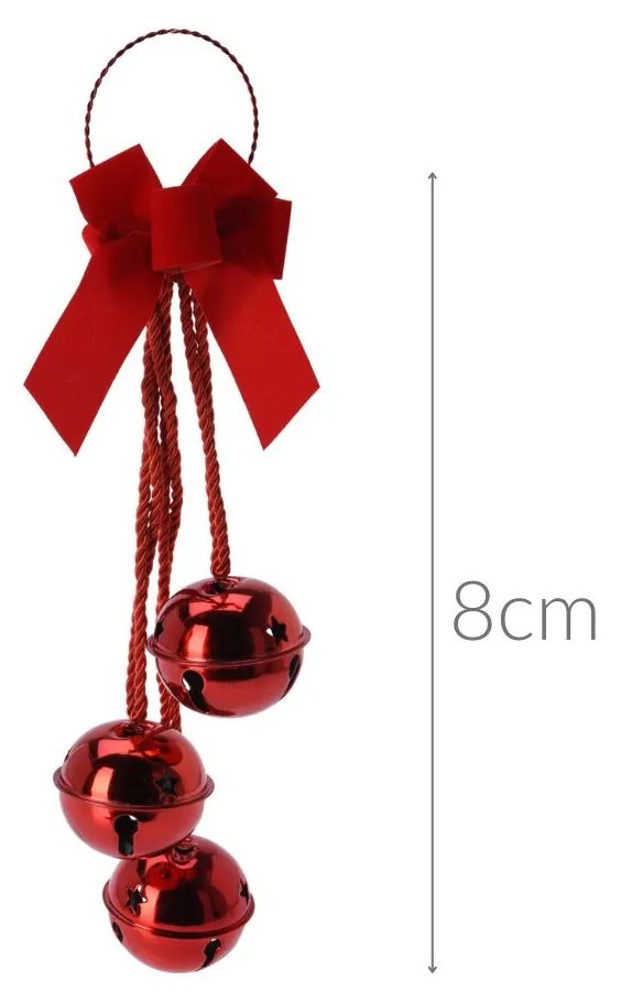 Dekoracja świąteczna na drzwi - kokarda na kole, 3 dzwoneczki