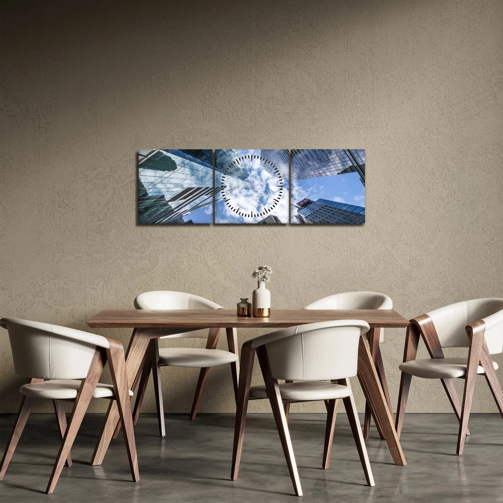 Obraz drapaczy chmur (z zegarem) (90x30 cm)