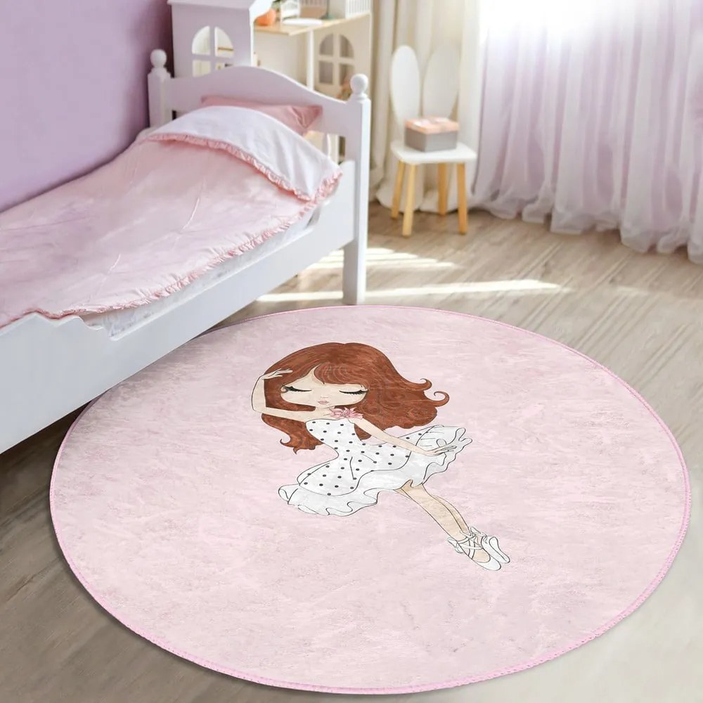 Różowy dywan dziecięcy ø 80 cm Comfort – Mila Home