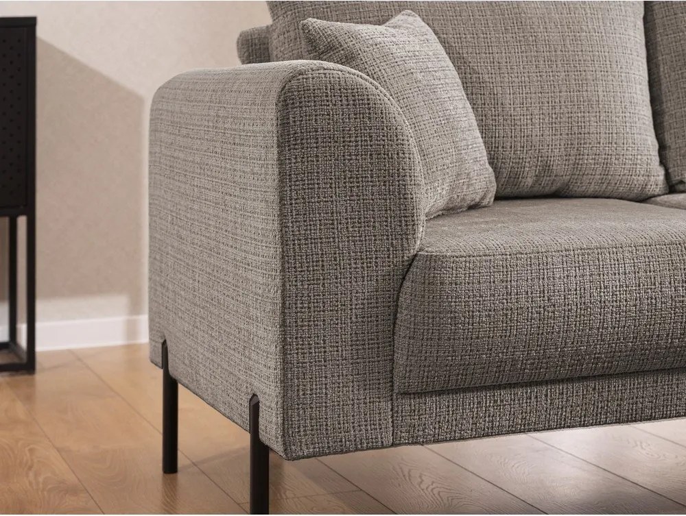 Szarobrązowy narożnik z tkaniny szenilowej (prawostronny/w kształcie litery L) Mauris – Ropez