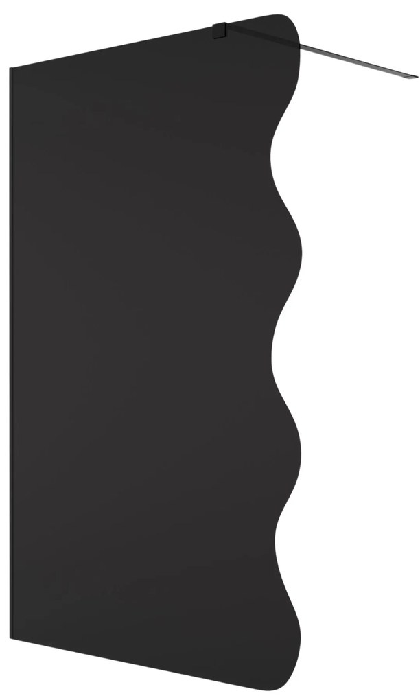 Ścianka prysznicowa Walk in fix szkło czarne falowane 8mm MOLIS Wave Black MASSI | Różne rozmiary : Kolor profili kabiny - złoty, Szerokość ścianki - 110 cm , Typ montażu - WALK in FIX (Do ściany)