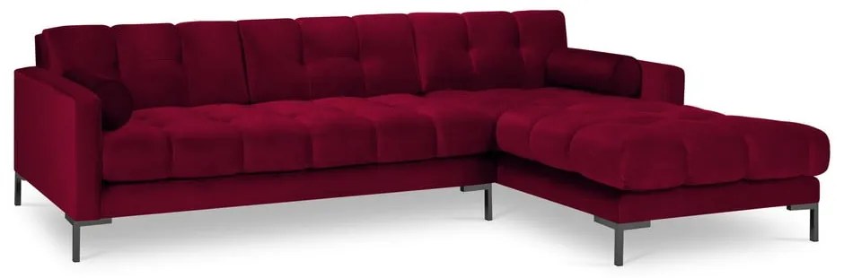 Czerwony aksamitny narożnik Cosmopolitan Design Bali, prawostronny