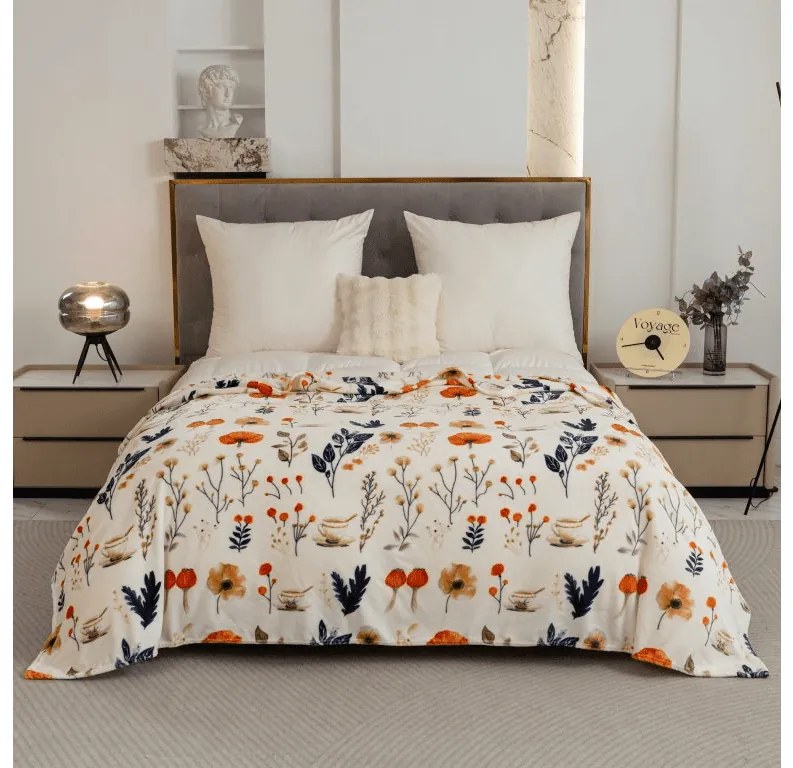 Mikropluszowy koc PAPAVA, kremowy Rozmiar: 200 x 220 cm