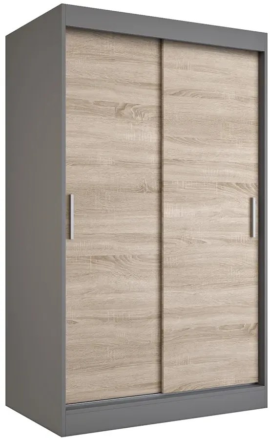 Szafa przesuwna antracyt + dąb sonoma 120 cm - Erco 3X
