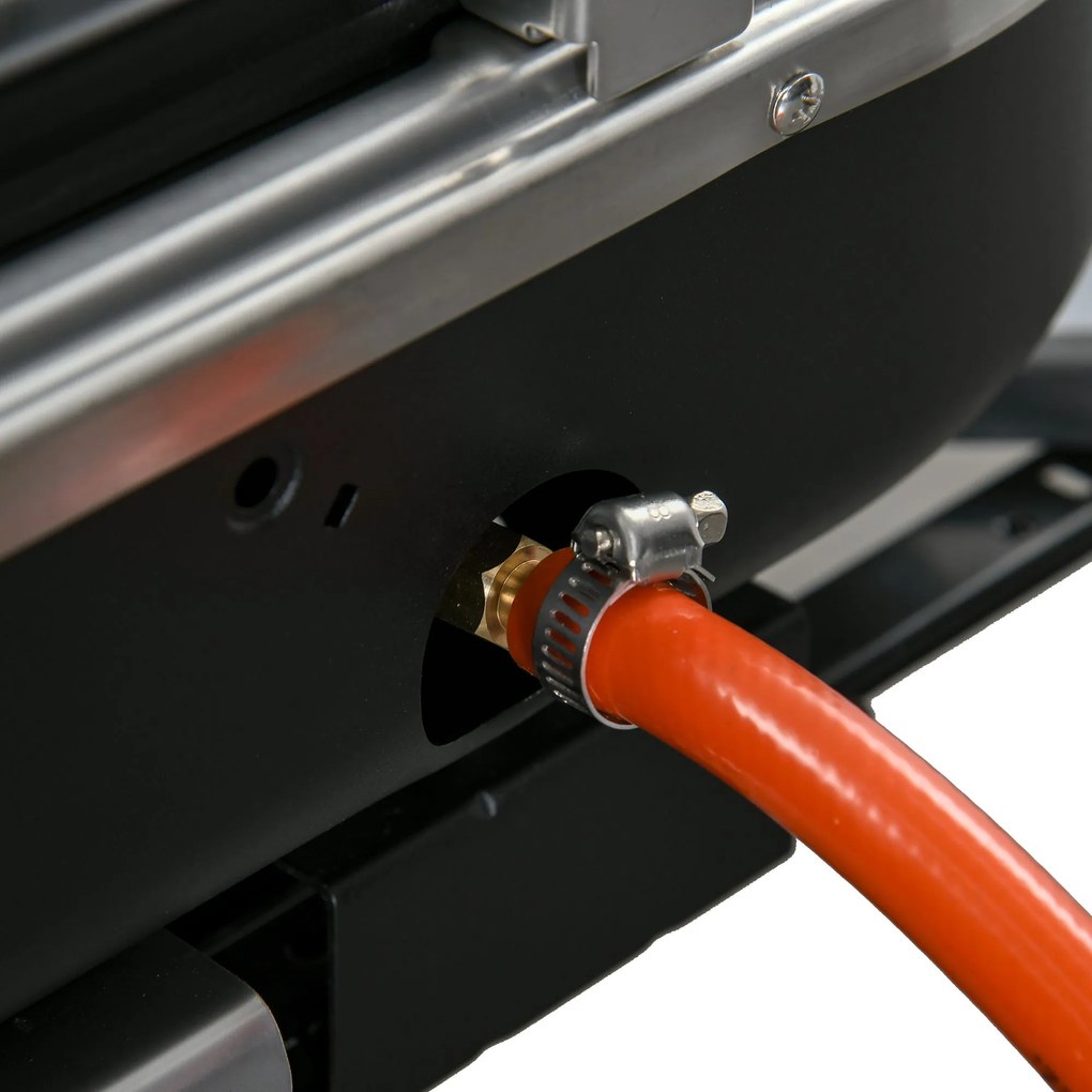 Outsunny Składany Grill Gazowy 2,34 KW BBQ z 2 Palnikami ze Stali Nierdzewnej Regulatorem Ciśnienia 66 x 34,5 x 37 cm Czarny