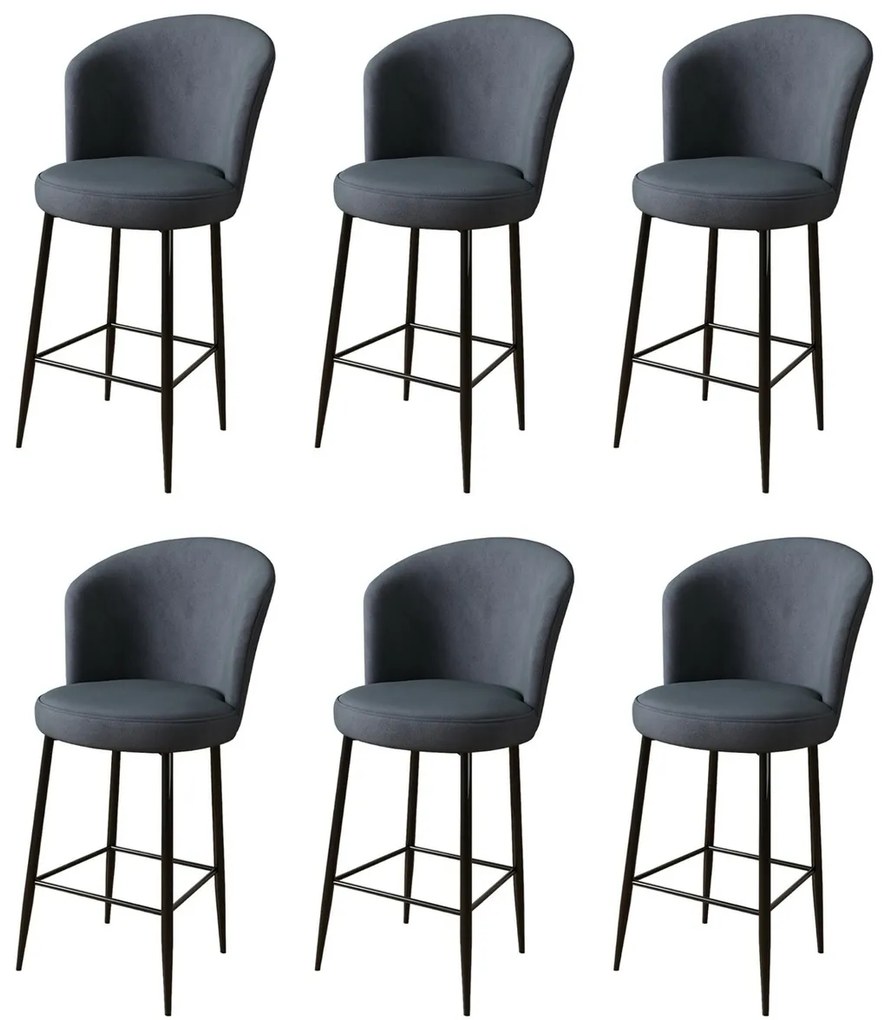 Zestaw krzeseł barowych Alte Anthracite and Black, 6 szt., 6 szt.