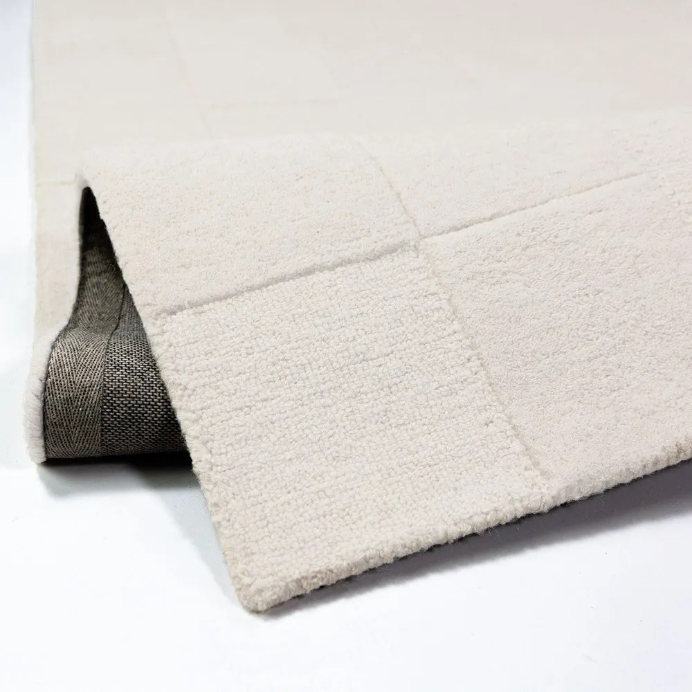 Wełniany dywan tkany ręcznie w kolorze kości słoniowej 160x230 cm Checkerboard – Flair Rugs