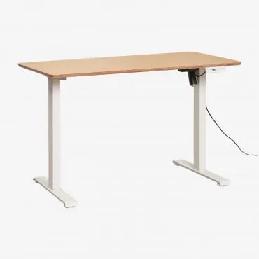 Biurko Elektryczne Serpi Prostokątne Z Podnośnikiem Elektrycznym 120x60 Cm Z Funkcją Pamięci Ustawień, Drewno I Żelazo Roble & Blanco - Sklum