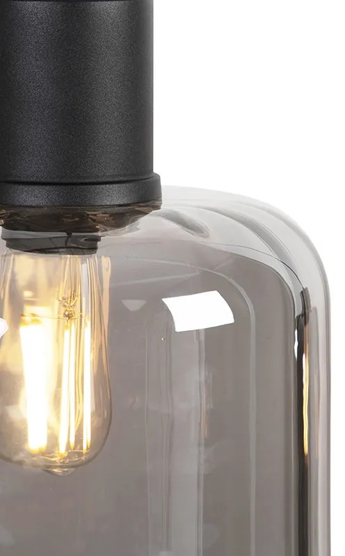 Designerska lampa wisząca czarna z przydymionym szkłem 3-światłowa 161,5 cm - QaraDesignerski Oswietlenie wewnetrzne