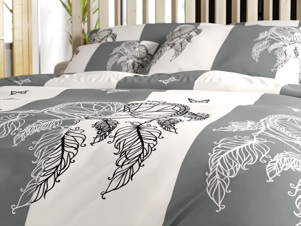 PrzytulneMieszkanie.pl PrzytulneMieszkanie.pl Bawełniana pościel TIRSO POLY szaro-biała Rozmiar pościeli: 2 szt 70 x 90 cm | 200 x 220 cm