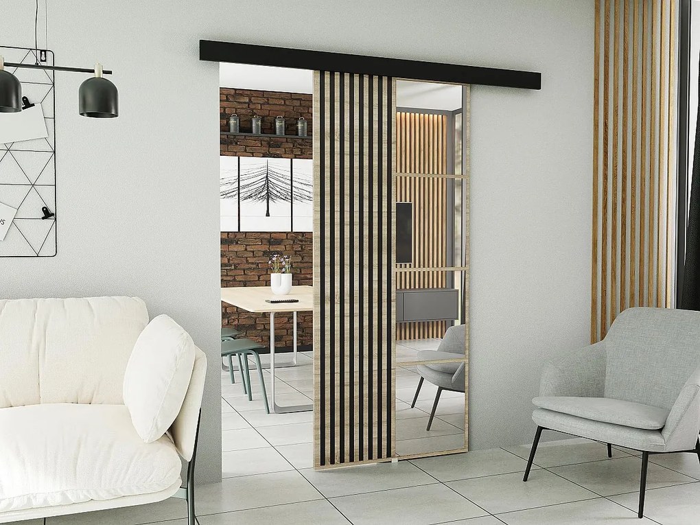 Drzwi przesuwne z maskownicą MOLI 90 dąb sonoma