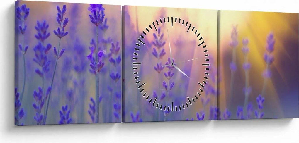 Obraz - Lawenda (z zegarem) (90x30 cm)