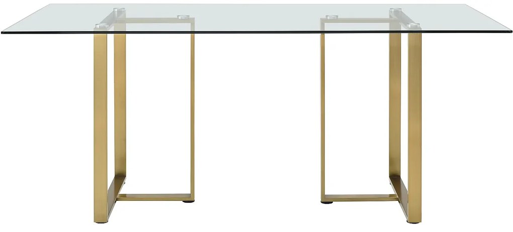 Stół do jadalni dla 6 osób ze szkła hartowanego i stali nierdzewnej – przezroczysty i złoty – NILESA II marki Pascal Morabito