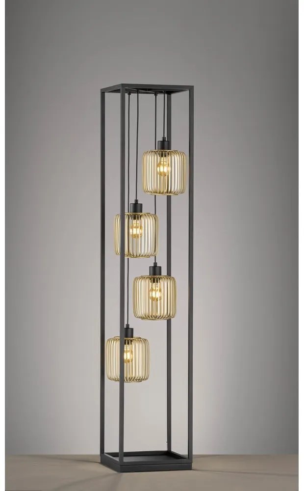 Czarna lampa stojąca ze szklanym kloszem (wysokość 150 cm) Caydo – Fischer &amp; Honsel