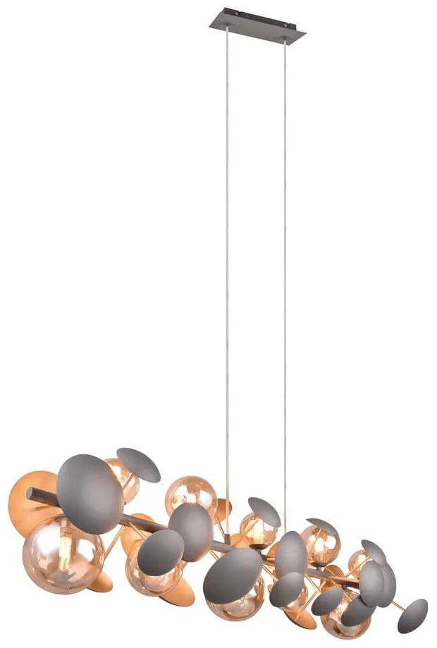 Lampa wisząca w szaro-złotym kolorze ze szklanym kloszem Bubble – Trio Select