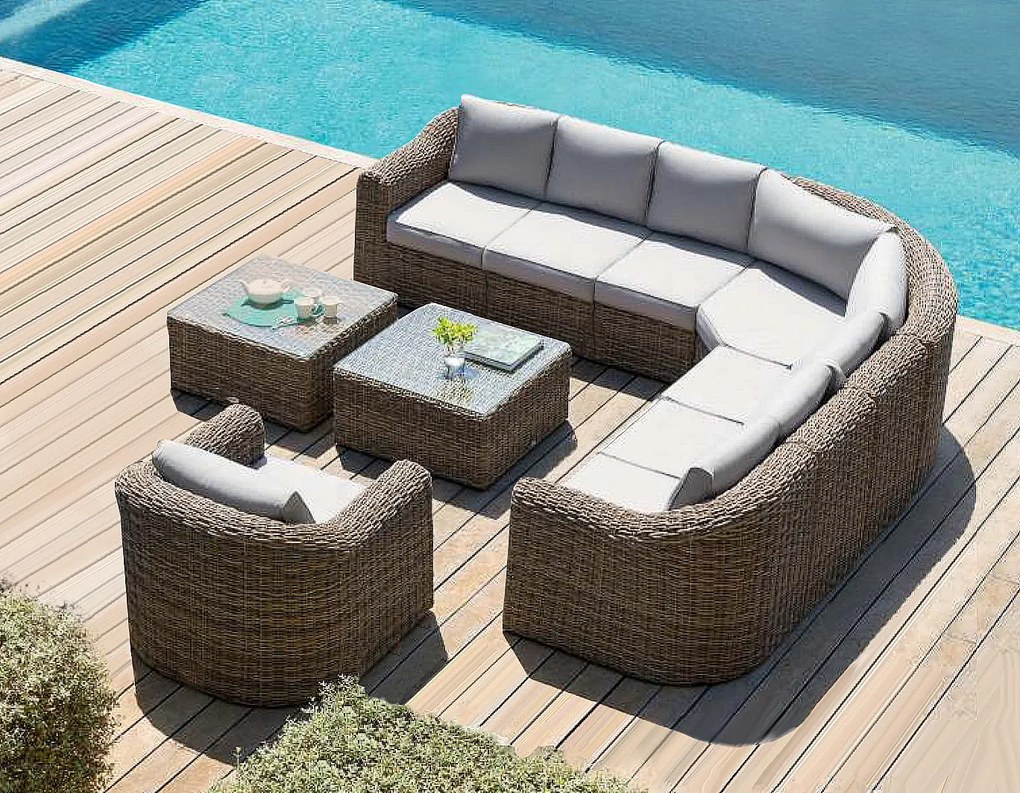 Rattanowy zestaw modułowy BORNEO LUXURY dla 8 osób (brązowy)
