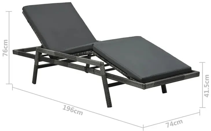 Szary fotel, leżak ogrodowy z poduszką MidelT4-K21