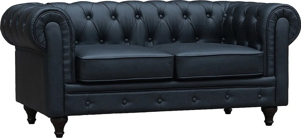 Sofa Chesterfield "Aliza" nierozkładana - 157 x 82 x 70 cm - 2 miejsca - Czarna