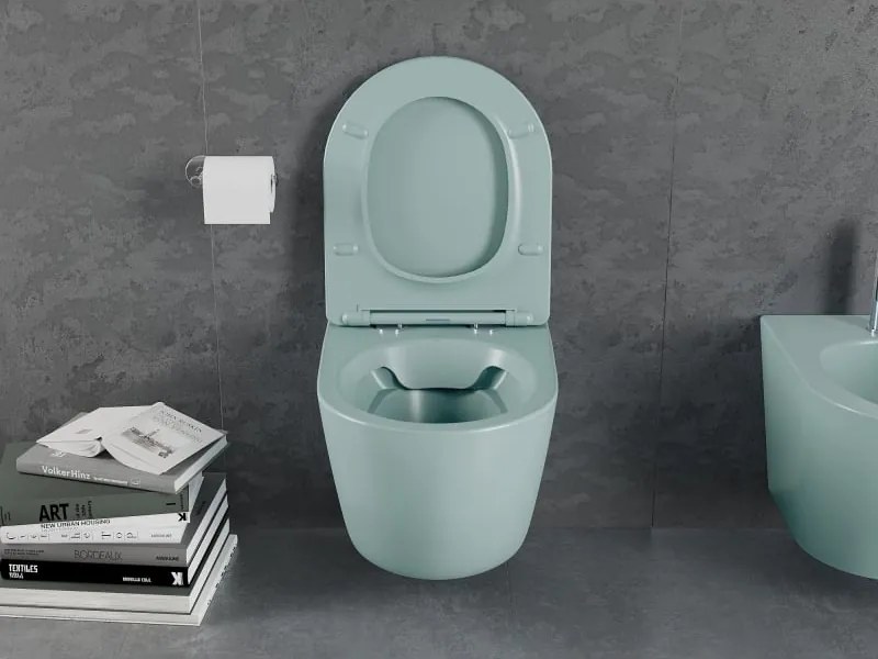 Mexen Lena miska wc Rimless z deską wolnoopadającą slim, duroplast, zielona jasna mat - 30224048