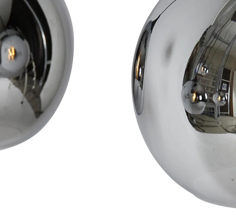 Lampa wisząca w stylu art deco czarna z przydymionym szkłem 5-światłowa - Wallace ArtDeco Oswietlenie wewnetrzne