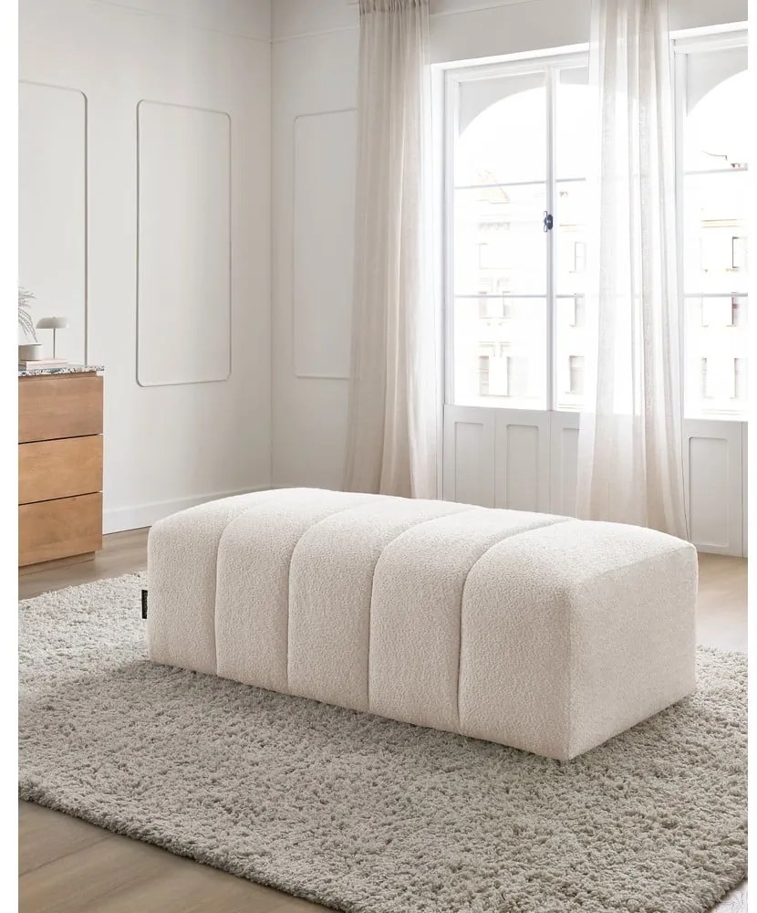 Biały podnóżek z materiału bouclé Annecy – Bobochic Paris