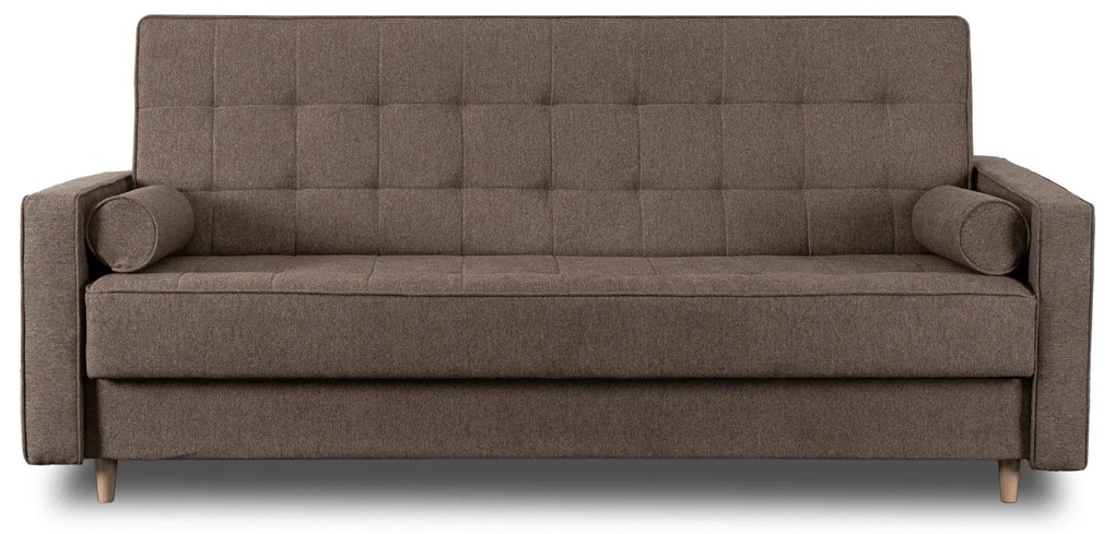 Sofa z Funkcją Spania MALTA Wersalka Rozkładana Dwuosobowa Brązowa Nowoczesna do Salonu