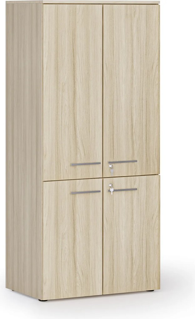 Szafa biurowa pół-drzwi PRIMO WOOD, 800 x 500 x 1781 mm, dąb naturalny