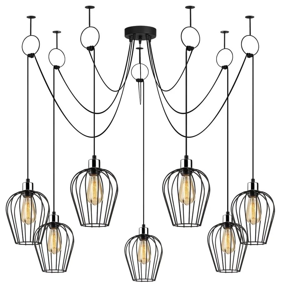 Czarna lampa wisząca z 6 kloszami Opviq lights Tel