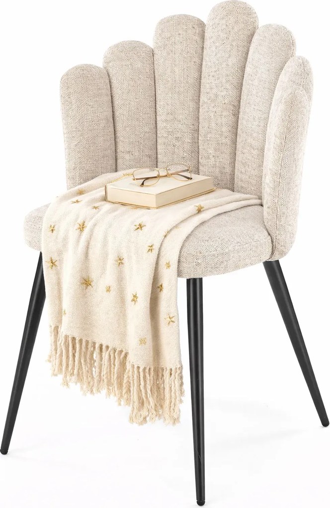 Tapicerowane beżowe krzesło w stylu glamour T4-M72