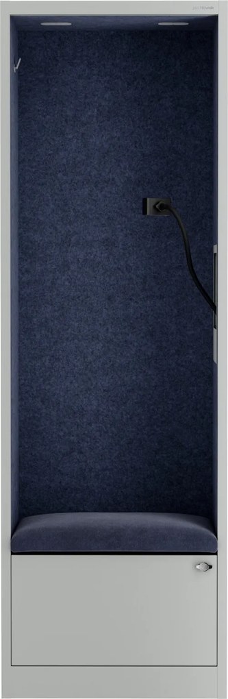 Kabina akustyczna z siedziskiem Sally MentalBox, 60 x 40 x 185 cm, szary/granatowy