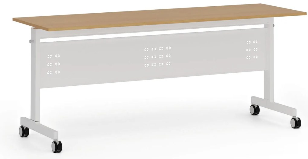 Mobilny stół PRIMO MOBI, 180x60 cm, biała podstawa, buk