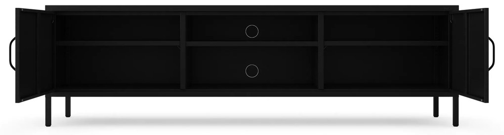 Szafka RTV metalowa szeroka XL na nóżkach czarna, 1700x400x500 mm: ROSARIA