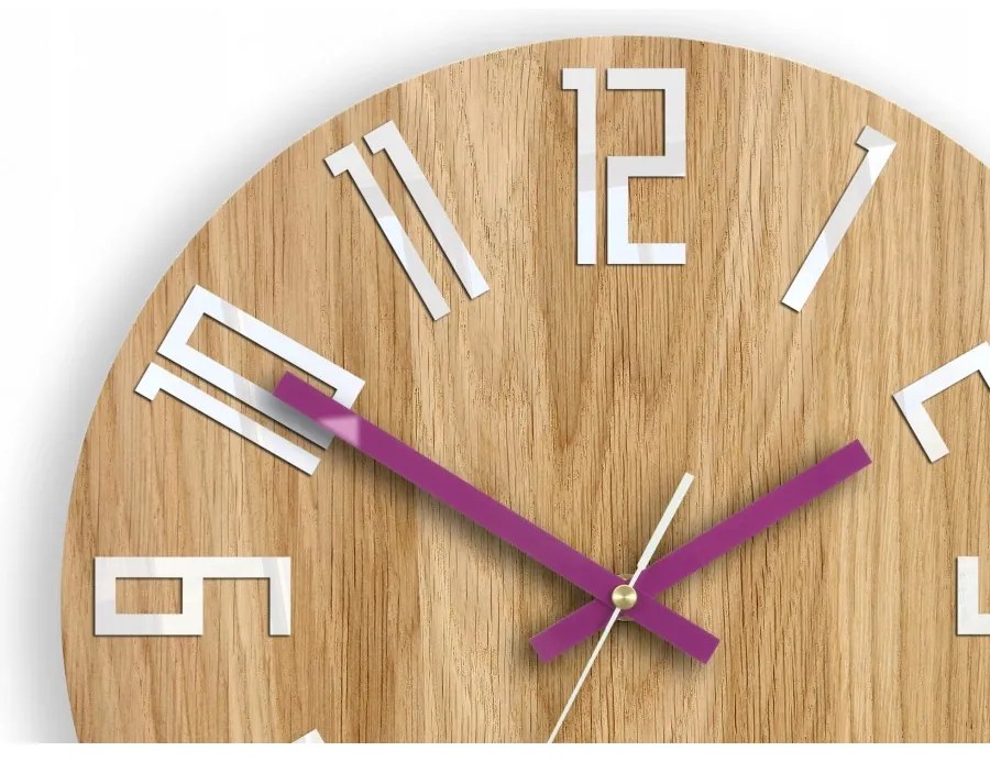 Zegar na ścianę nowoczesny drewniany z dużymi cyframi okrągły cichy loft