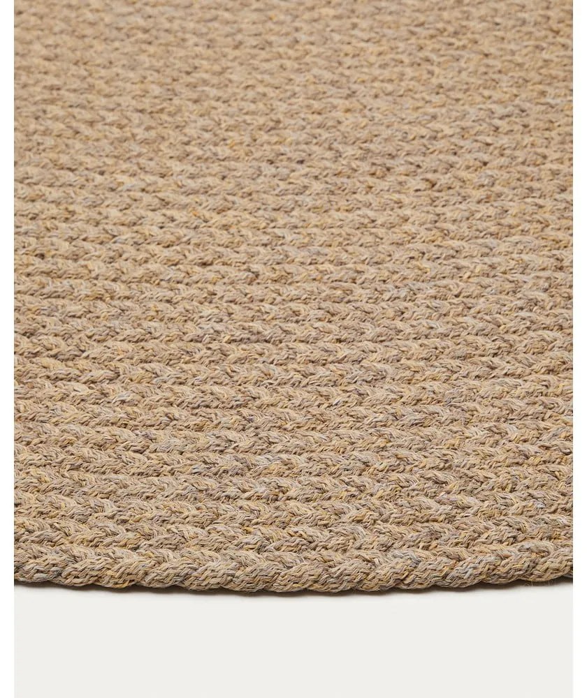 Beżowy okrągły dywan odpowiedni na zewnątrz z włókien z recyklingu ø 150 cm Despas – Kave Home