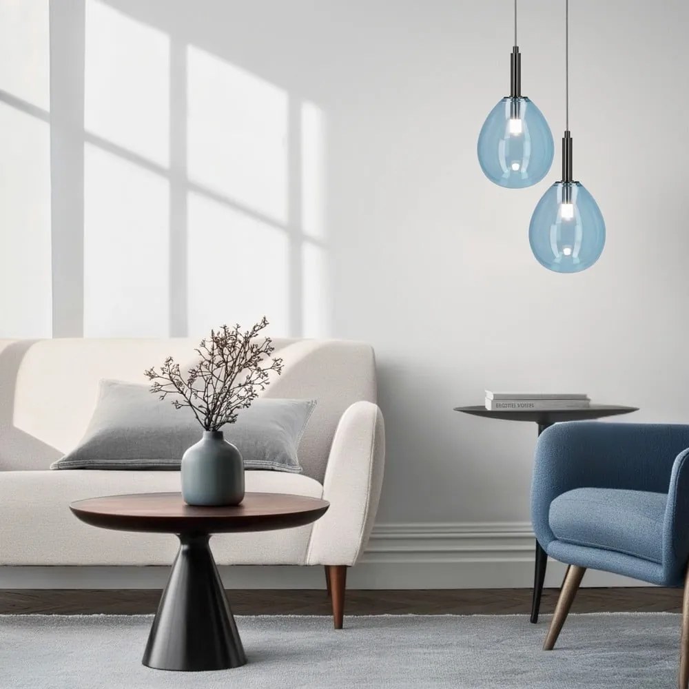 Niebieska lampa wisząca LED ze szklanym kloszem Lukka – Candellux Lighting