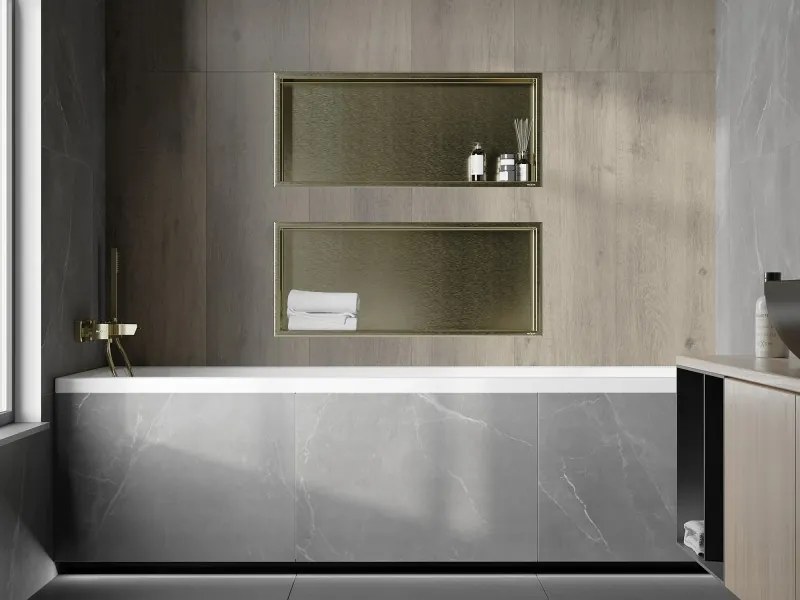 Mexen X-Wall-R półka wnękowa z kołnierzem 75 x 30 cm, złota szczotkowana - 1950753010