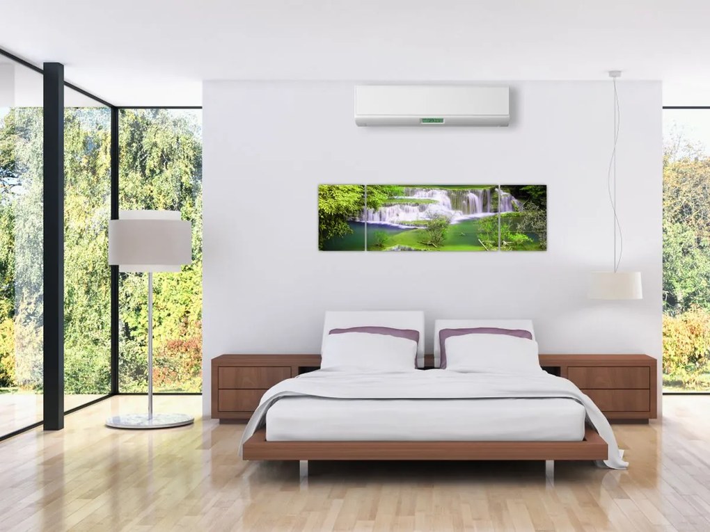 Obraz - Wodospady Huay Mae Khamin, Kanchanaburi, Tajlandia (170x50 cm)