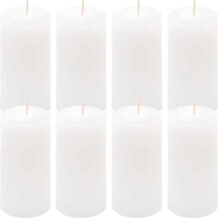 Zestaw świec rustykalnych, 10 cm, Ø 5 cm, białe, 8 szt.