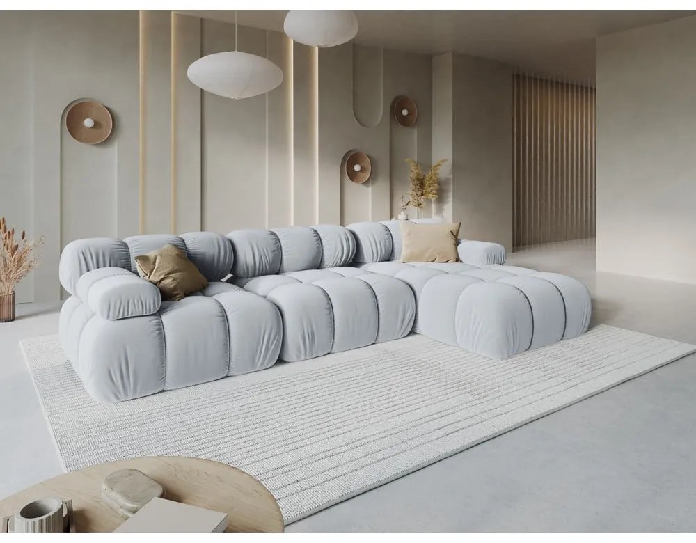 Jasnoniebieska aksamitna sofa 285 cm Bellis – Micadoni Home