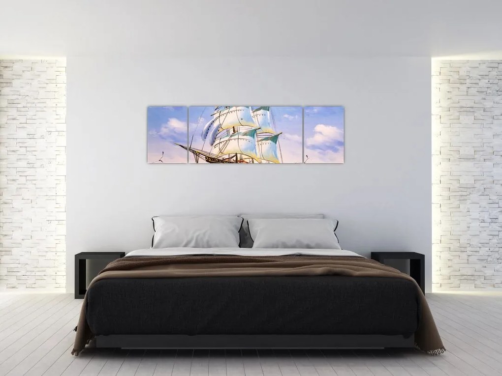 Obraz statku na falach (170x50 cm)