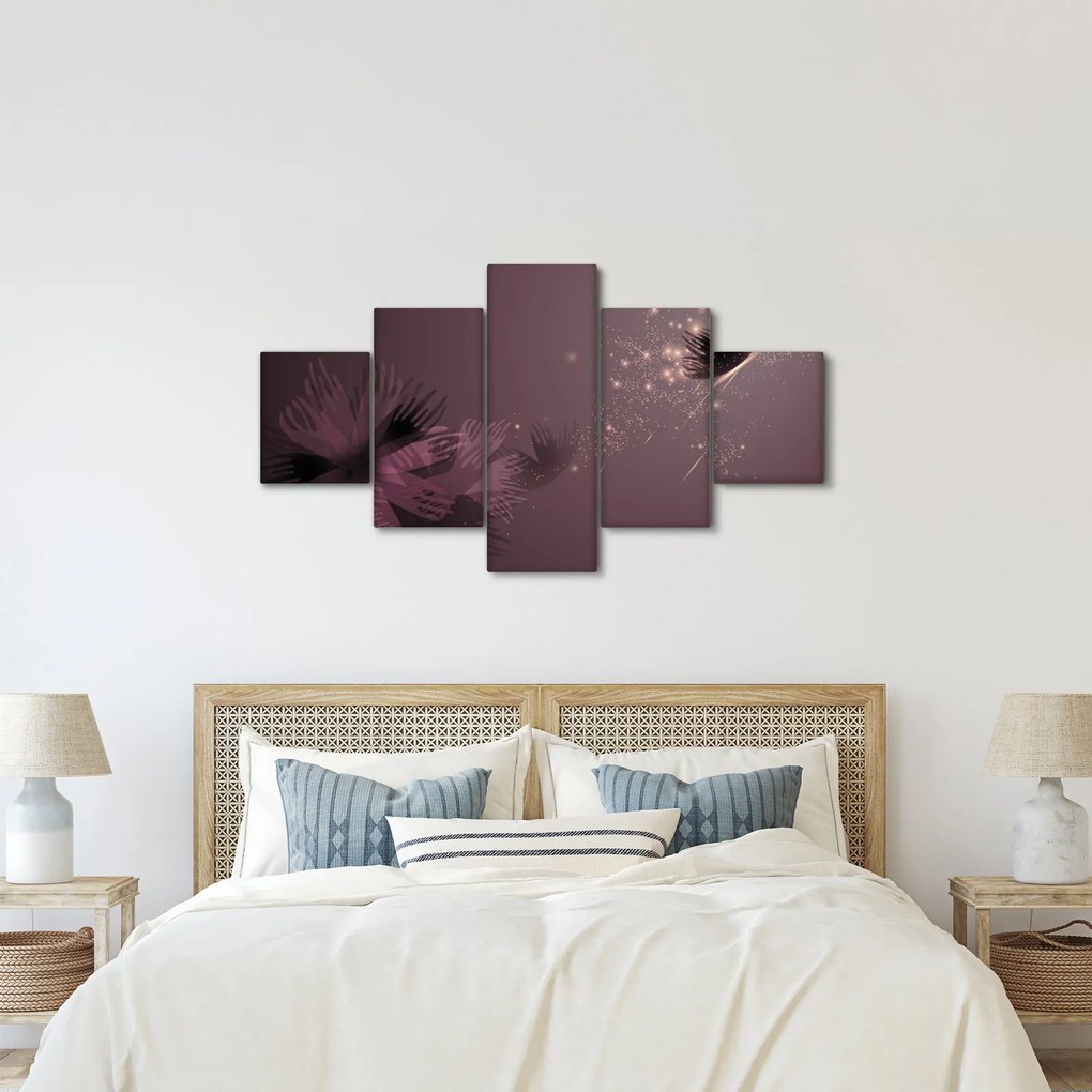 Obraz kwiatu z motylem (125x70 cm)