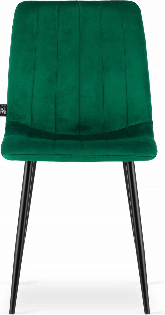Zielone krzesło do kuchni LAVA aksamitne z czarnymi nogami