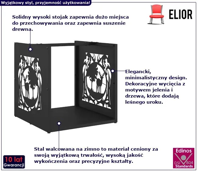 Stojak na drewno opałowe czarny - Ardino