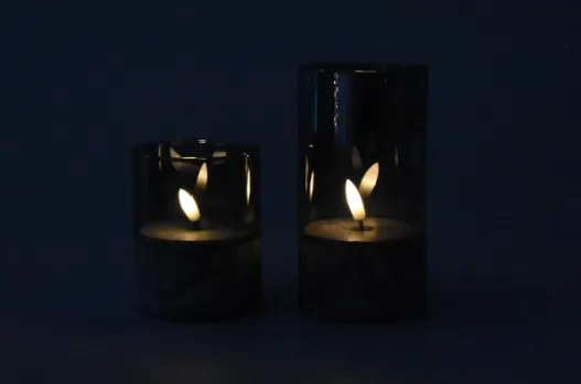 Zestaw świec LED w szklanych pojemnikach z timerem, 3 szt.